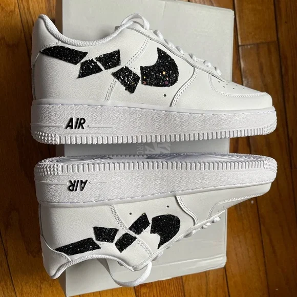 Shattered Glitter Swoosh AF1 - Picture 2 of 8
